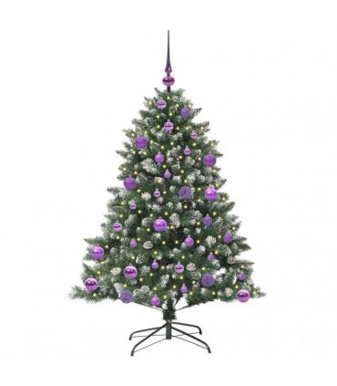 vidaXL Artificial Christmas Tree Green and white 120 cm PVC
