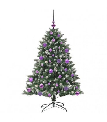 vidaXL Artificial Christmas Tree Green and white 120 cm PVC