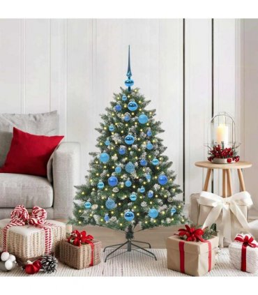vidaXL Artificial Christmas Tree Green and white 120 cm PVC