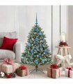 vidaXL Artificial Christmas Tree Green and white 120 cm PVC