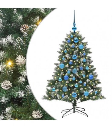 vidaXL Artificial Christmas Tree Green and white 120 cm PVC