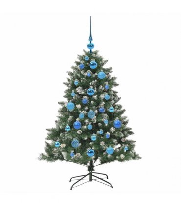 vidaXL Artificial Christmas Tree Green and white 120 cm PVC