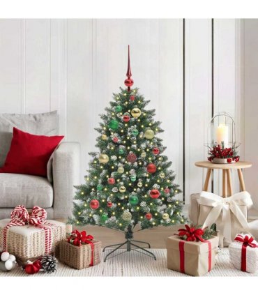 vidaXL Artificial Christmas Tree Green and white 120 cm PVC