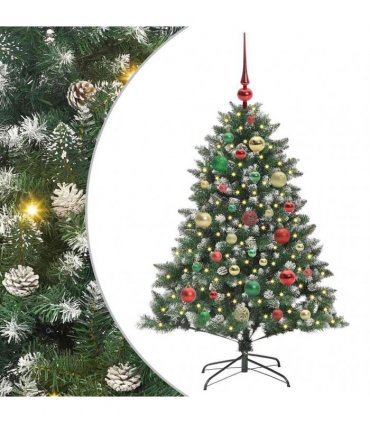 vidaXL Artificial Christmas Tree Green and white 120 cm PVC