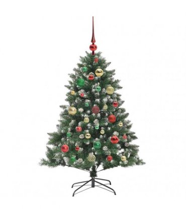 vidaXL Artificial Christmas Tree Green and white 120 cm PVC