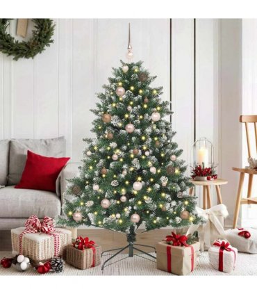vidaXL Artificial Christmas Tree Green and white 150 cm PVC