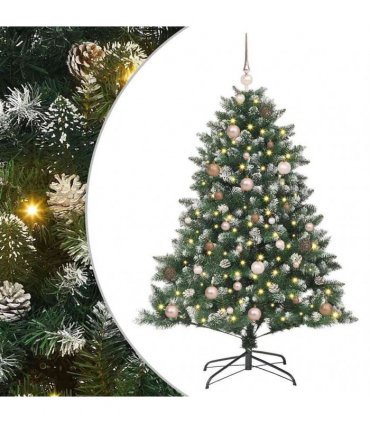 vidaXL Artificial Christmas Tree Green and white 150 cm PVC