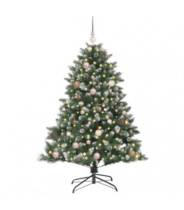 vidaXL Artificial Christmas Tree Green and white 150 cm PVC