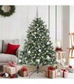 vidaXL Artificial Christmas Tree Green and white 150 cm PVC