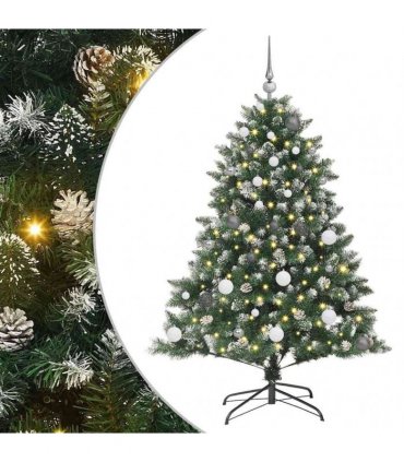 vidaXL Artificial Christmas Tree Green and white 150 cm PVC