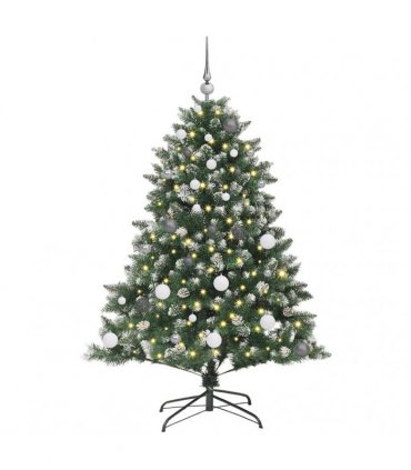 vidaXL Artificial Christmas Tree Green and white 150 cm PVC