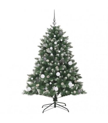 vidaXL Artificial Christmas Tree Green and white 150 cm PVC