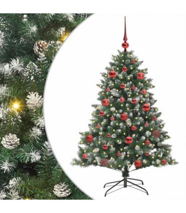 vidaXL Artificial Christmas Tree Green and white 150 cm PVC