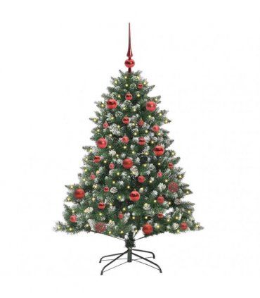 vidaXL Artificial Christmas Tree Green and white 150 cm PVC