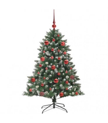 vidaXL Artificial Christmas Tree Green and white 150 cm PVC