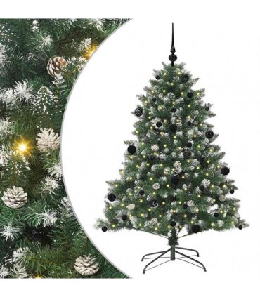 vidaXL Artificial Christmas Tree Green and white 150 cm PVC