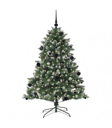 vidaXL Artificial Christmas Tree Green and white 150 cm PVC