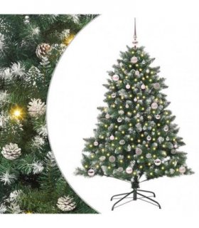 vidaXL Artificial Christmas Tree Green and white 150 cm PVC