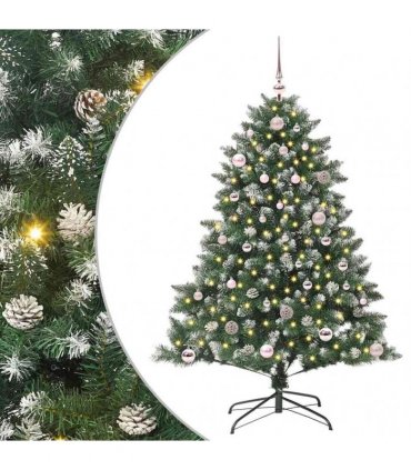 vidaXL Artificial Christmas Tree Green and white 150 cm PVC