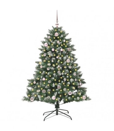 vidaXL Artificial Christmas Tree Green and white 150 cm PVC
