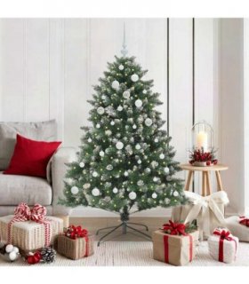 vidaXL Artificial Christmas Tree Green and white 150 cm PVC