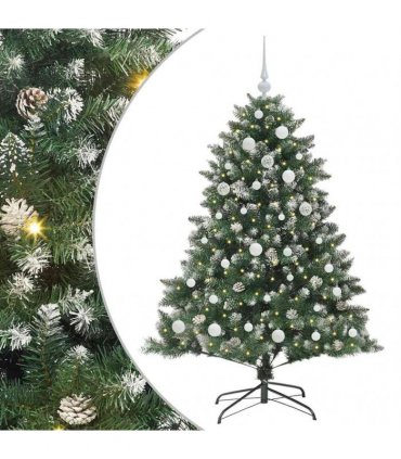 vidaXL Artificial Christmas Tree Green and white 150 cm PVC