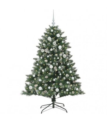 vidaXL Artificial Christmas Tree Green and white 150 cm PVC