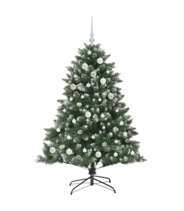 vidaXL Artificial Christmas Tree Green and white 150 cm PVC