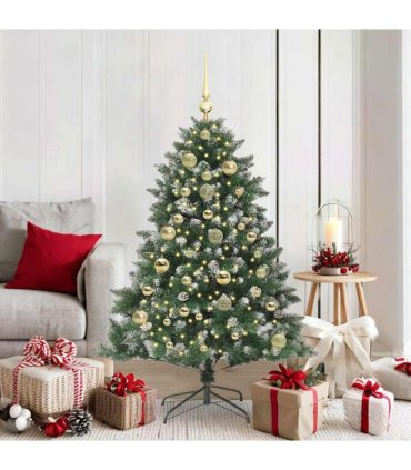 vidaXL Artificial Christmas Tree Green and white 150 cm PVC