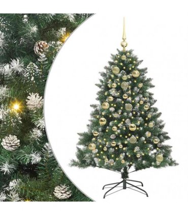 vidaXL Artificial Christmas Tree Green and white 150 cm PVC