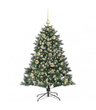vidaXL Artificial Christmas Tree Green and white 150 cm PVC