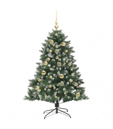 vidaXL Artificial Christmas Tree Green and white 150 cm PVC