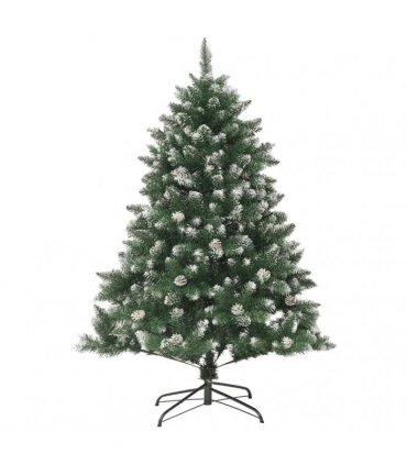 vidaXL Artificial Christmas Tree Green and white 150 cm PVC