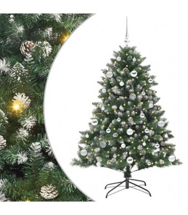 vidaXL Artificial Christmas Tree Green and white 150 cm PVC