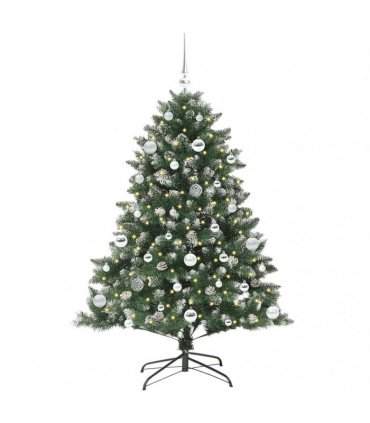 vidaXL Artificial Christmas Tree Green and white 150 cm PVC