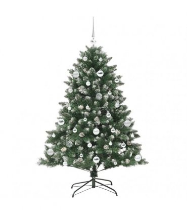 vidaXL Artificial Christmas Tree Green and white 150 cm PVC