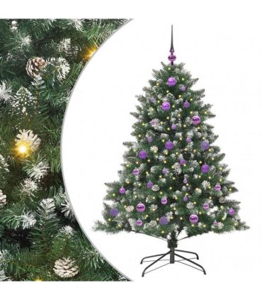 vidaXL Artificial Christmas Tree Green and white 150 cm PVC