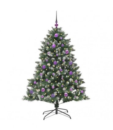 vidaXL Artificial Christmas Tree Green and white 150 cm PVC
