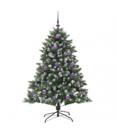 vidaXL Artificial Christmas Tree Green and white 150 cm PVC