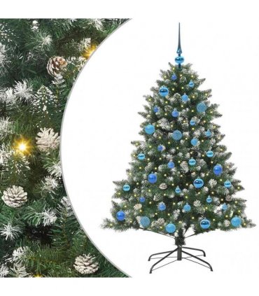 vidaXL Artificial Christmas Tree Green and white 150 cm PVC