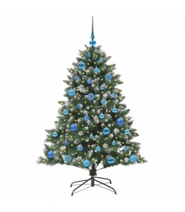 vidaXL Artificial Christmas Tree Green and white 150 cm PVC