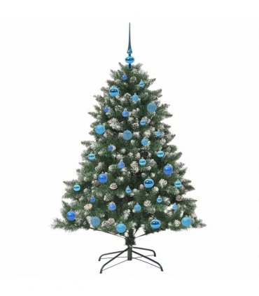vidaXL Artificial Christmas Tree Green and white 150 cm PVC