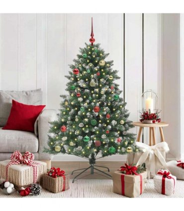 vidaXL Artificial Christmas Tree Green and white 150 cm PVC