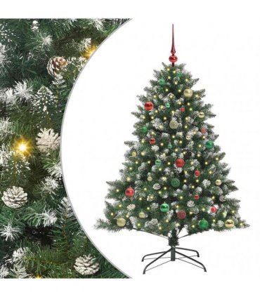 vidaXL Artificial Christmas Tree Green and white 150 cm PVC