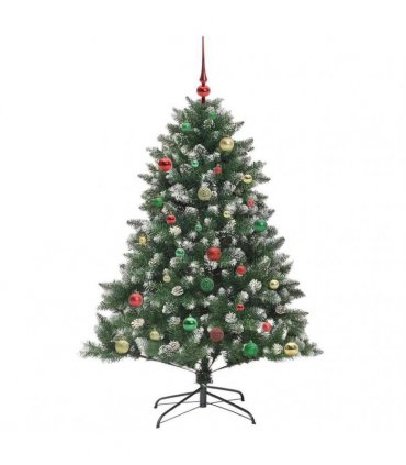 vidaXL Artificial Christmas Tree Green and white 150 cm PVC
