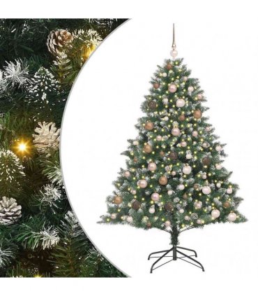 vidaXL Artificial Christmas Tree Green and white 180 cm PVC