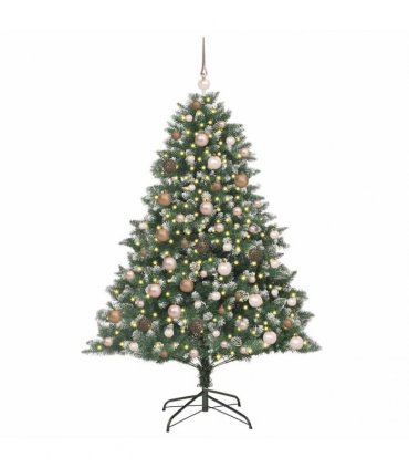 vidaXL Artificial Christmas Tree Green and white 180 cm PVC