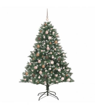 vidaXL Artificial Christmas Tree Green and white 180 cm PVC