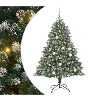 vidaXL Artificial Christmas Tree Green and white 180 cm PVC