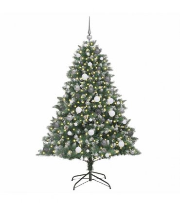 vidaXL Artificial Christmas Tree Green and white 180 cm PVC